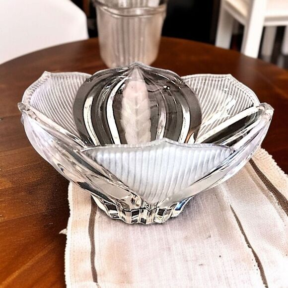 Imperlux Lead Crystal Bowl Dogwood Pattern Hand Cut Victorian Art Deco Style Vtg - Picture 12 of 16